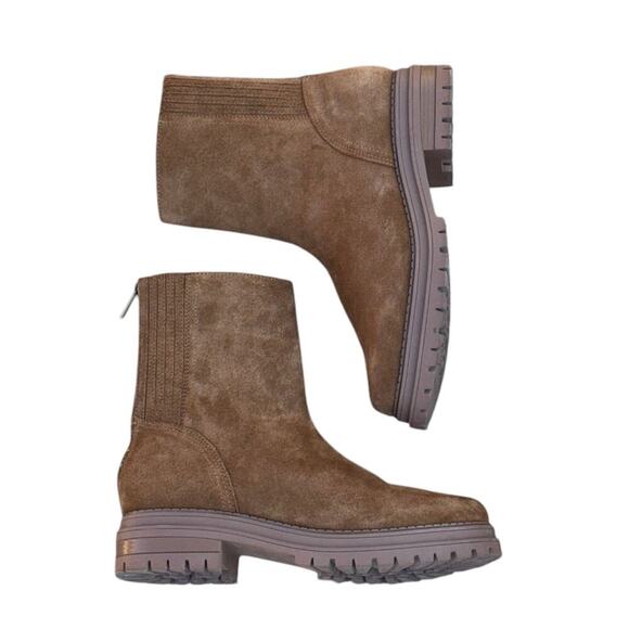 Chelsea Boot Calvin Klein 'Greg' Suede Size 9M Cognac Brown Lug sole tall - Picture 6 of 10